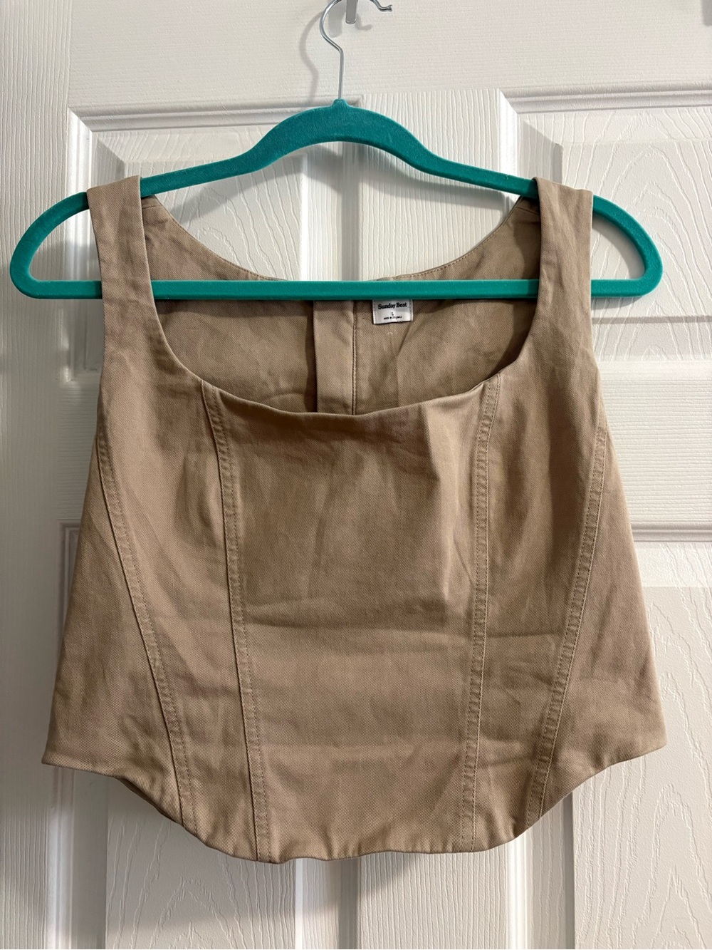 Sunday Best Khaki Square Neck Crop Top